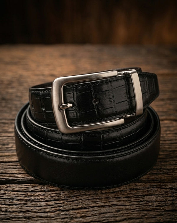 Reversible Men's Genuine Leather Belt | Croc & Classic
